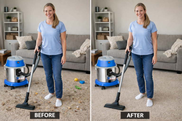 wet and dry vacuum cleaner before and after use